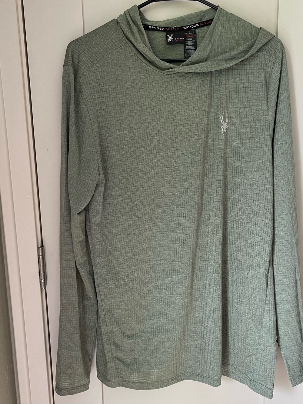 Spyder Men's Long Sleeve Athletic Shirt Lightweight Hooded Size Large Green